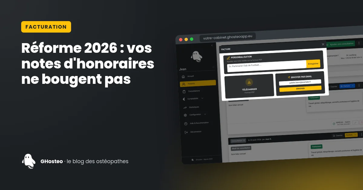 La fenêtre d'envoi d'une note d'honoraires dans GHosteo