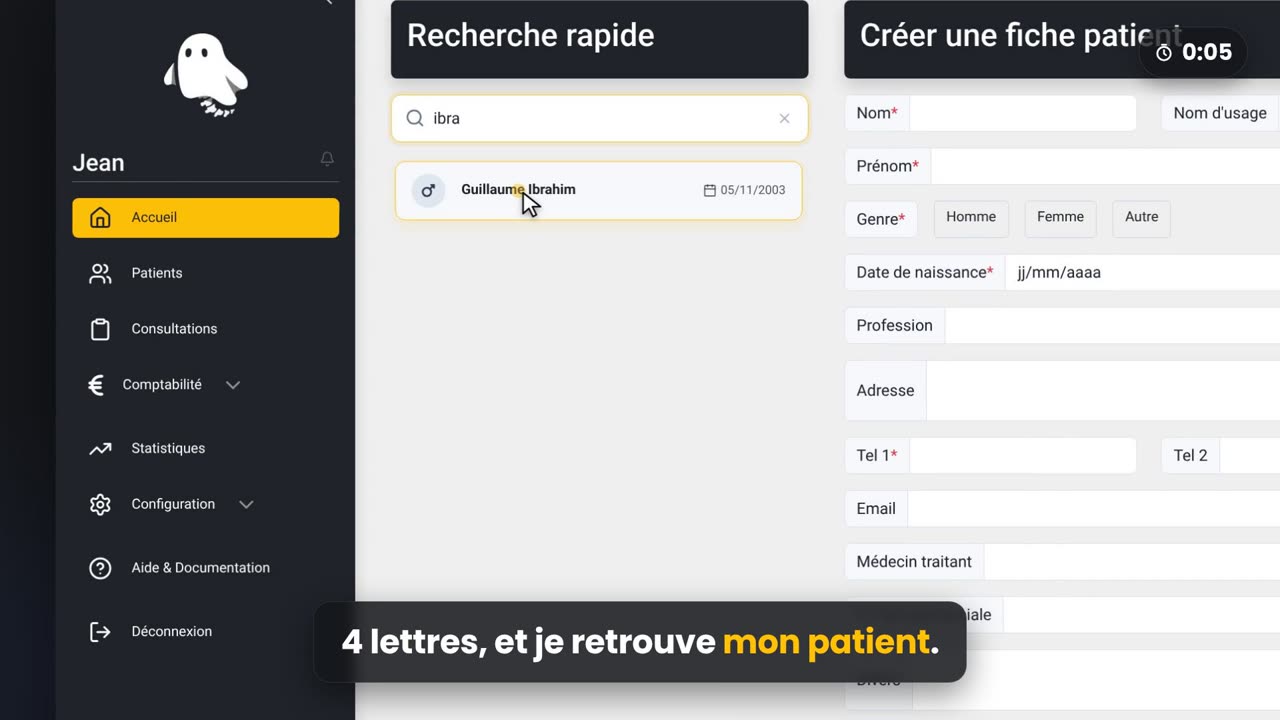 Aperçu de la vidéo : Retrouver un patient, encaisser, facturer